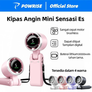 POWRISE Kipas Angin Mini Portable USB 30000mAh Kipas Lipat 5-Speed Wind LED Display Dengan Untuk kipas angin portable turbo