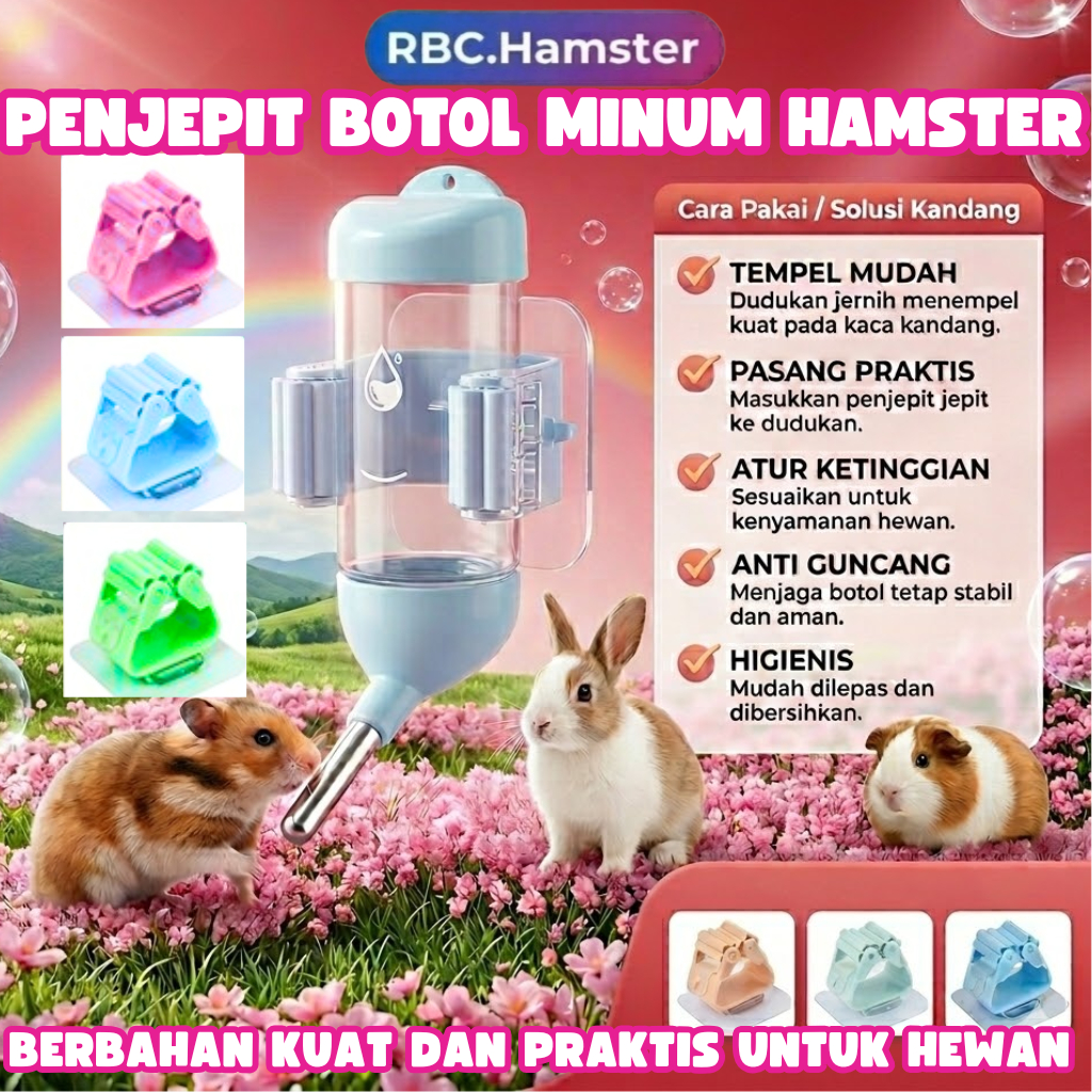 RBC HAMSTER DRINKING BOTTLE CLAMP HAMSTER BOTTLE HOLDER CAGE ACCESSORIES