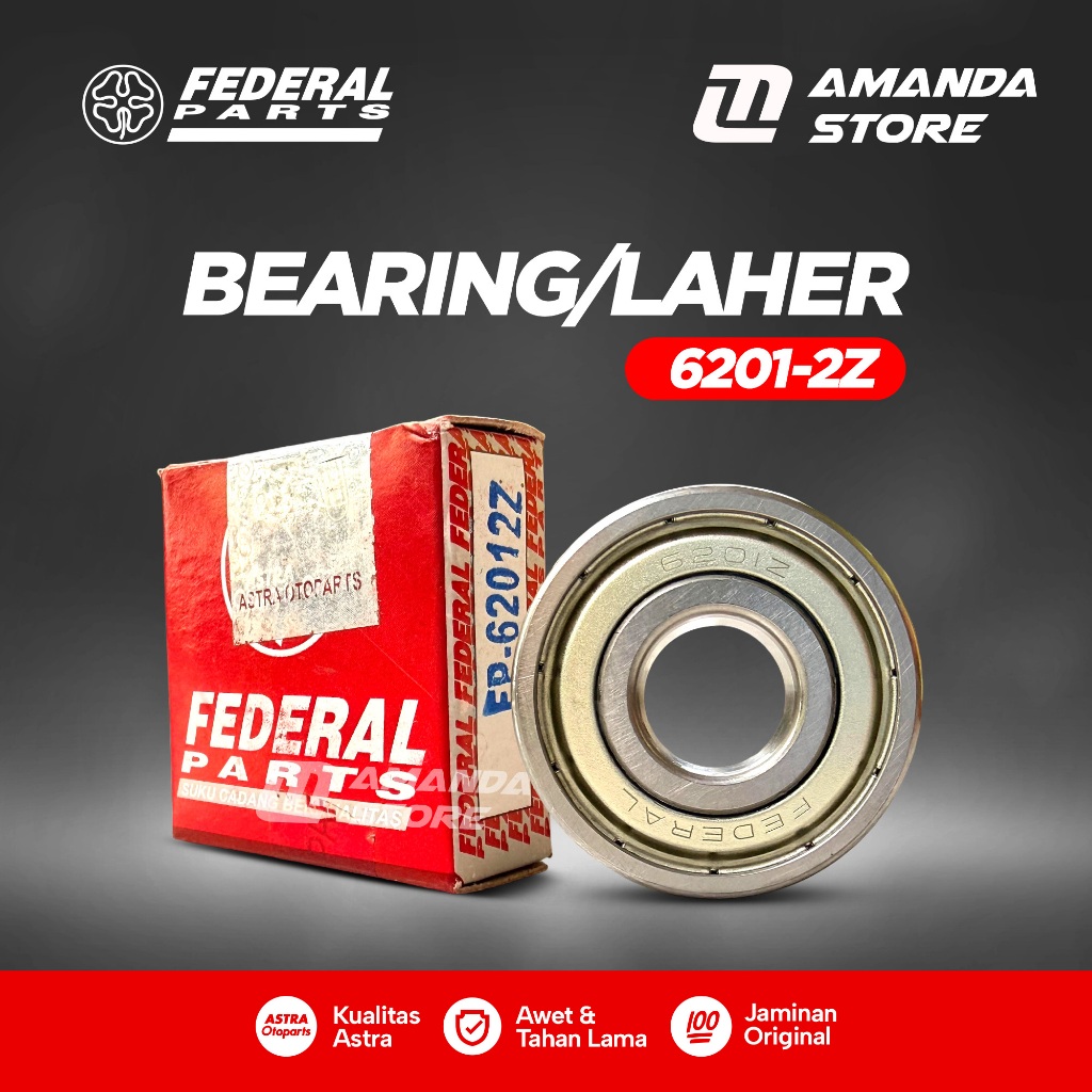 BEARING Laher 62012Z 6201 2Z ล้อหน้า BEARING 12x32x10 ชิ้นส่วน Federal ดั้งเดิม