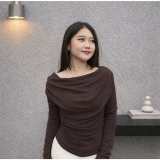 ￼LUXURE - OLLA TOP | Atasan Knit Wanita Korean Top Baju Knit Wanita Lengan Panjang Basic Long Sleeve Atasan Wanita Terbaru by Luxure