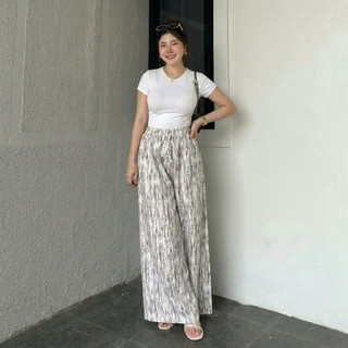 Celanakulot - Everyday Pants - Motif Abstrak Serat Kayu - Celana Panjang Wanita Baggy Kantor Kuliah