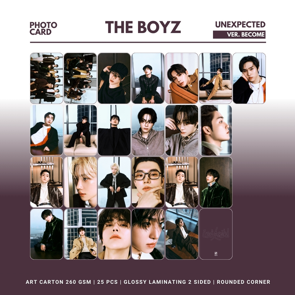GLOSSY PHOCARD THE BOYZ UNEXPECTED ROUNDED 25 ชิ้น IDOL KPOP UNOFFICIAL JUYEON HAKNYEON SUNWOO ERIC