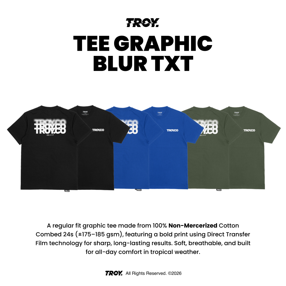 TROY COMPANY เสื้อยืดแขนสั้นผู้ชาย - เสื้อยืด Blur TXT MTD 2765
