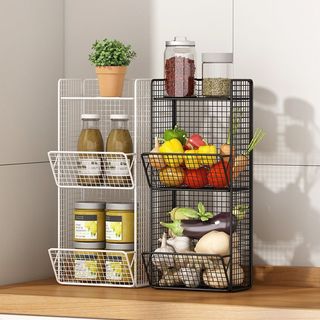 HanyaBeli Rak Keranjang Vertikal Rak Tingkat Rak Dapur Rak Serbaguna Rak Bumbu Dapur Rak Kamar Mandi Anti Karat Rak Kosmetik