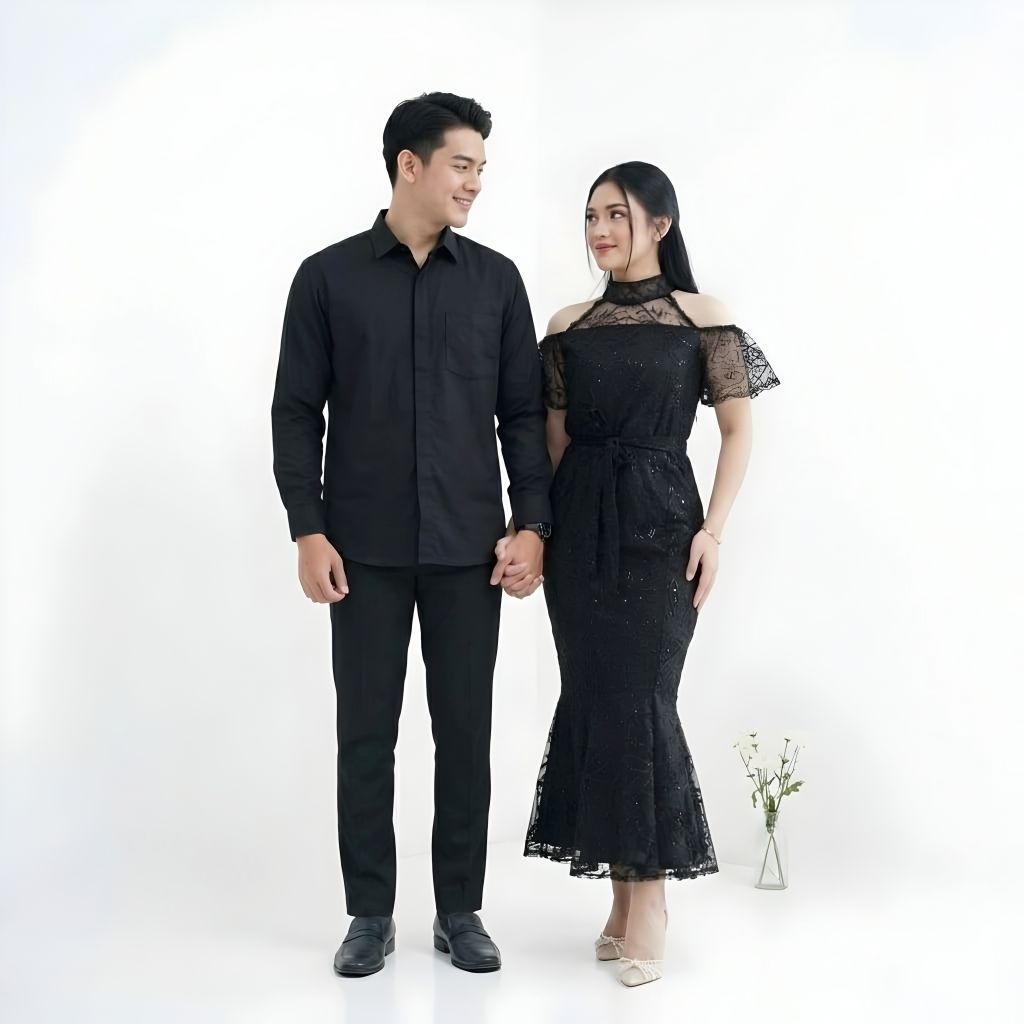 KEMEJA Elegant Couple Dress Brocade Tile Mermaid Model Mens Shirt Couple Outfit for Weddings Gloza J