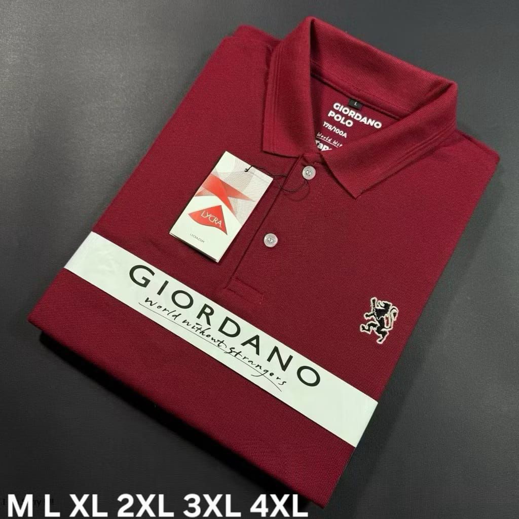 Giodano Polo Collar T-Shirt Small Logo MAROON Size ML XL XXL XXXL XXXXL XXXXL แขนสั้น