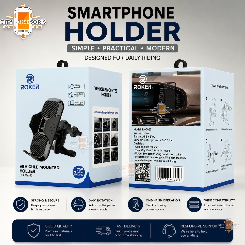 ที่วางโทรศัพท์ Roker Car Mount Holder RHD001 และ RHD002