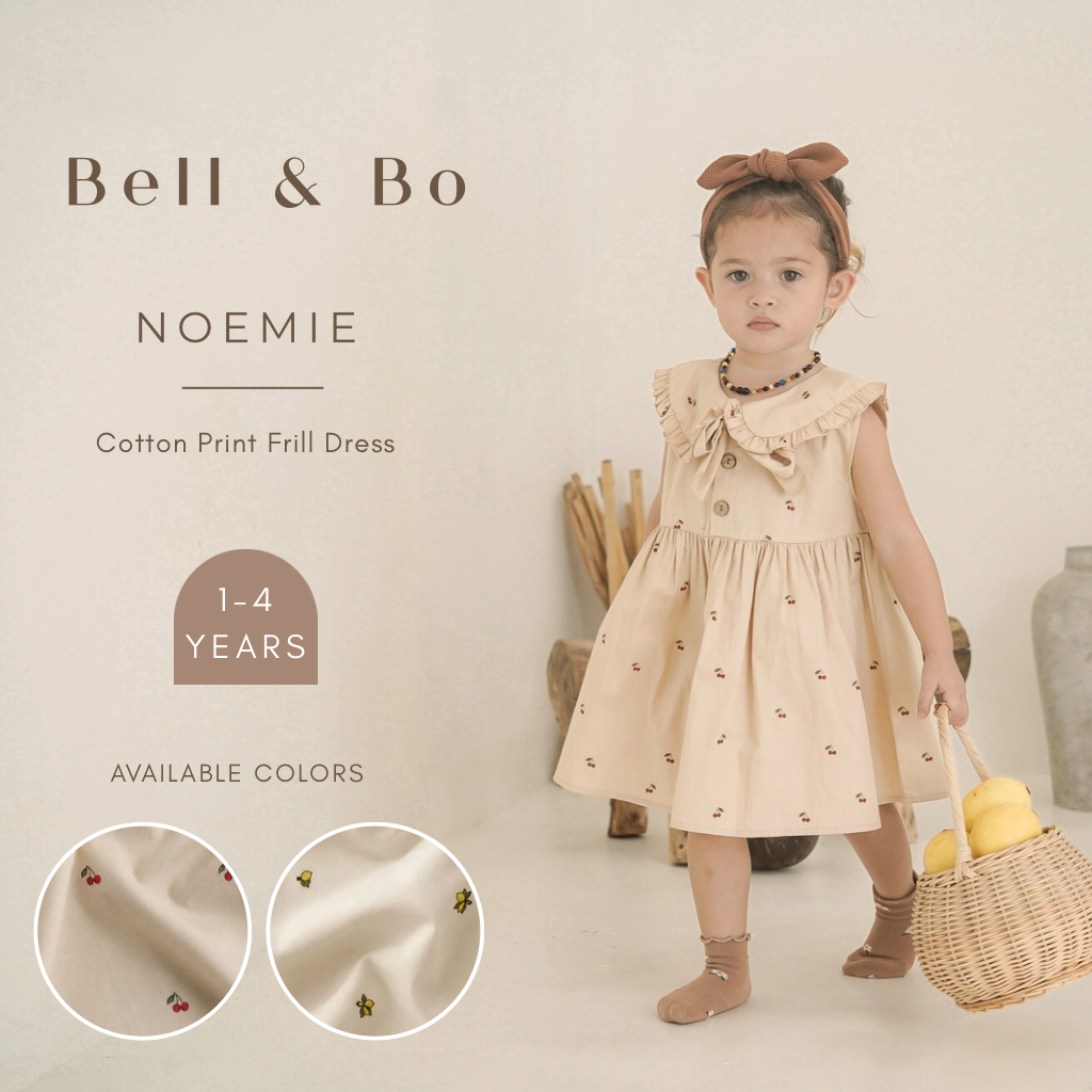 KATUN BELL & BO - NOEMIE เดรสเชอร์รี่สําหรับเด็ก เดรสผ้าฝ้ายสําหรับเด็กผู้หญิง ดูสวย สไตล์เกาหลี