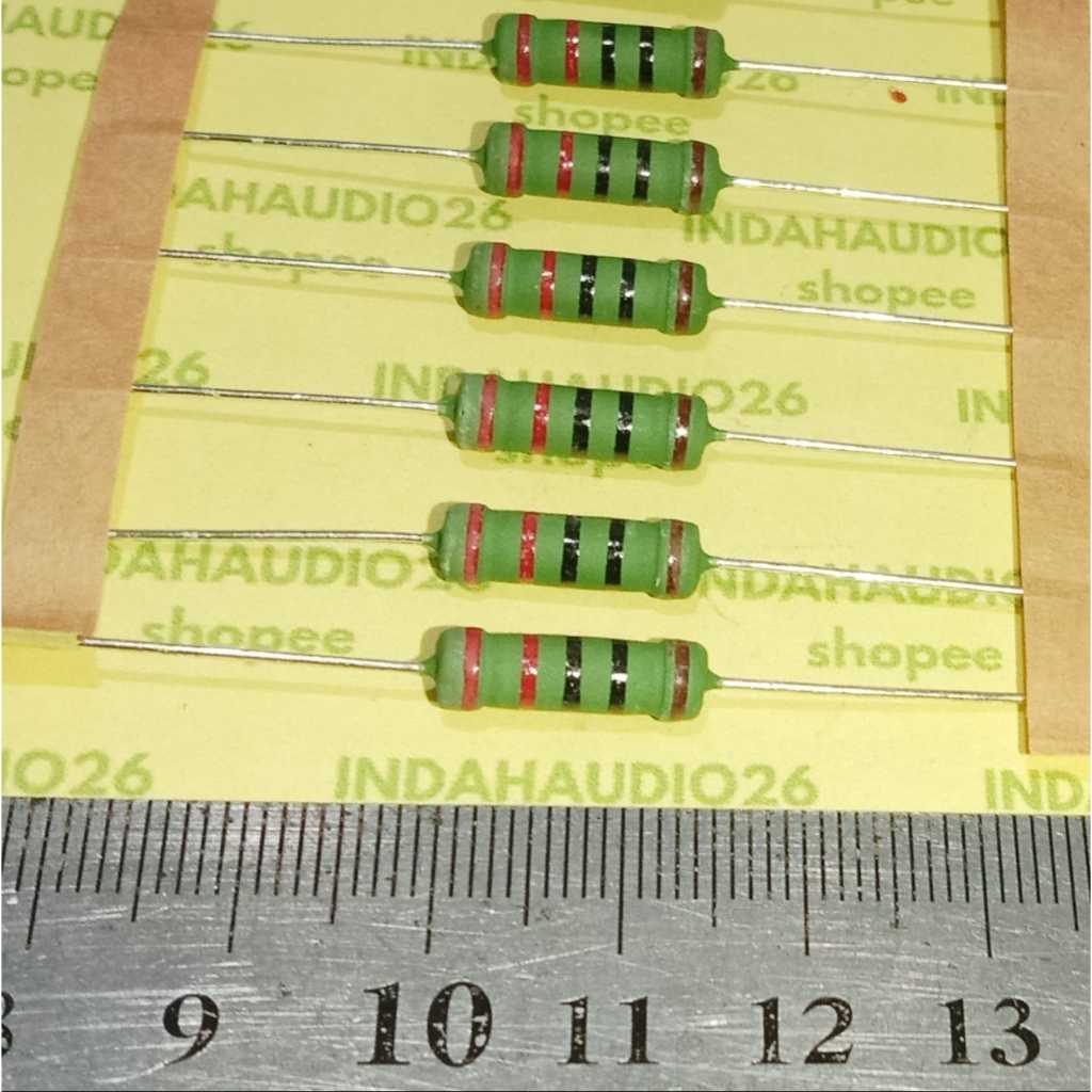 HIJAU GREEN RENGENG 220R 2W 1% COPPER LEGS METAL FILM resistor 220 OHM 2 วัตต์ 2 วัตต์ 1 วัตต์ 220 R