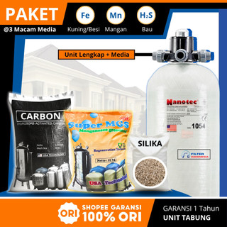Paket Tabung Media Filter Air FRP Nanotec 1054 dengan 3 Jenis Media Filter