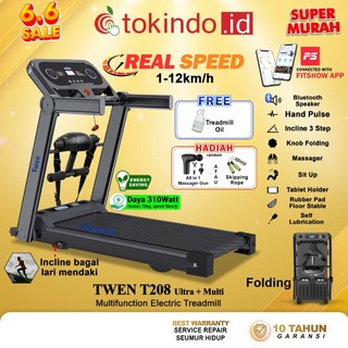 TWEN T205 New T208 New T205M New T208M Treadmill Listrik Multifungsi Folding Treadmill Portable Treadmill Electric Low Watt Alat Olahraga