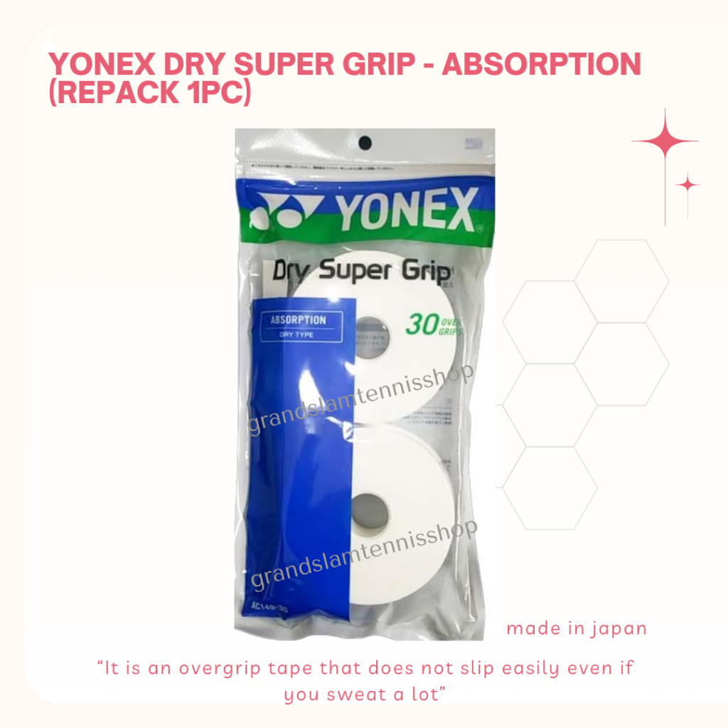 Yonex Dry Super Grip (Repack 1 ชิ้น) / Overgrip ไม้แบดมินตัน Padel repack ต่อ 1 ชิ้น