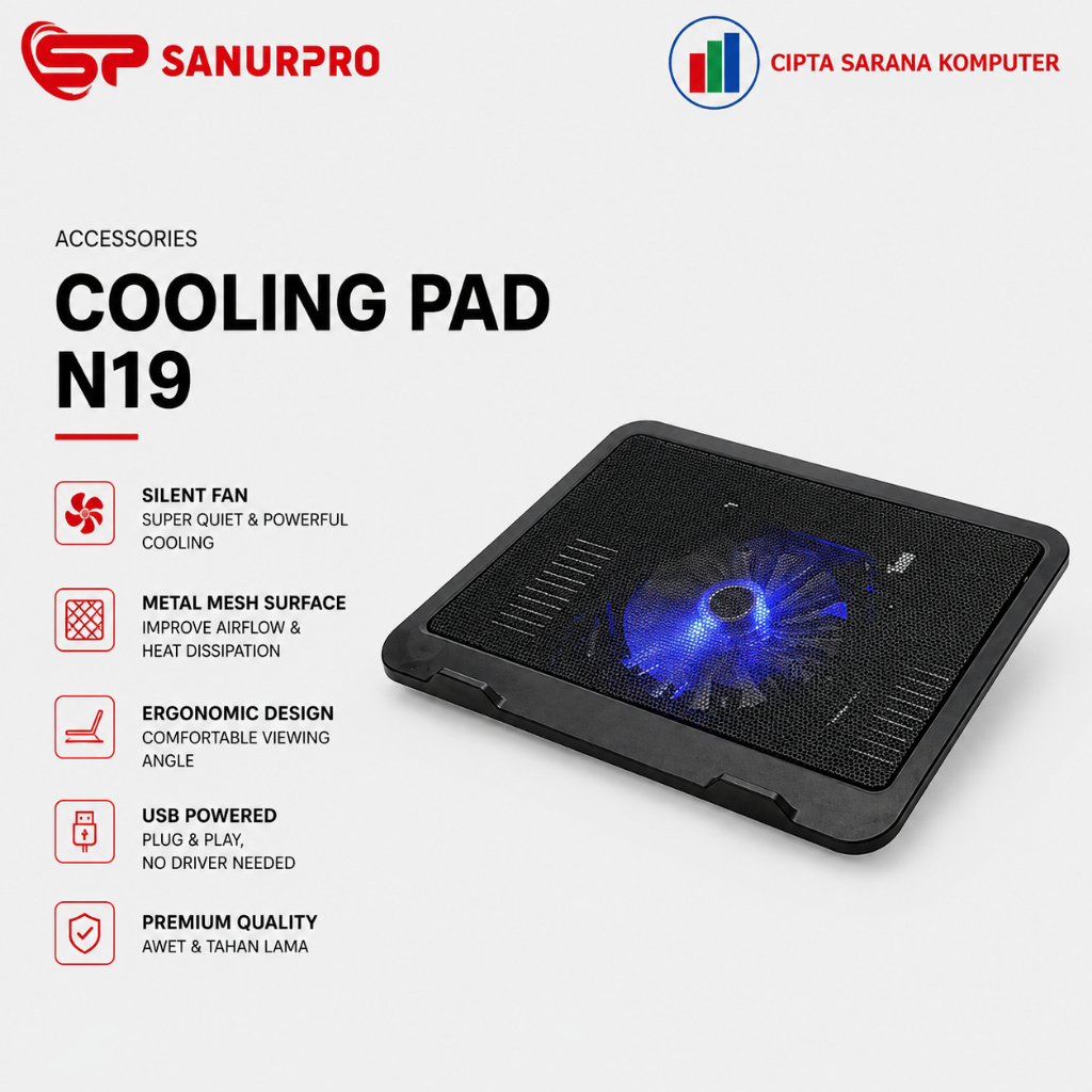 SANURPRO Cooling Pad Laptop / Cooler Pad / Notebook Cooler N19