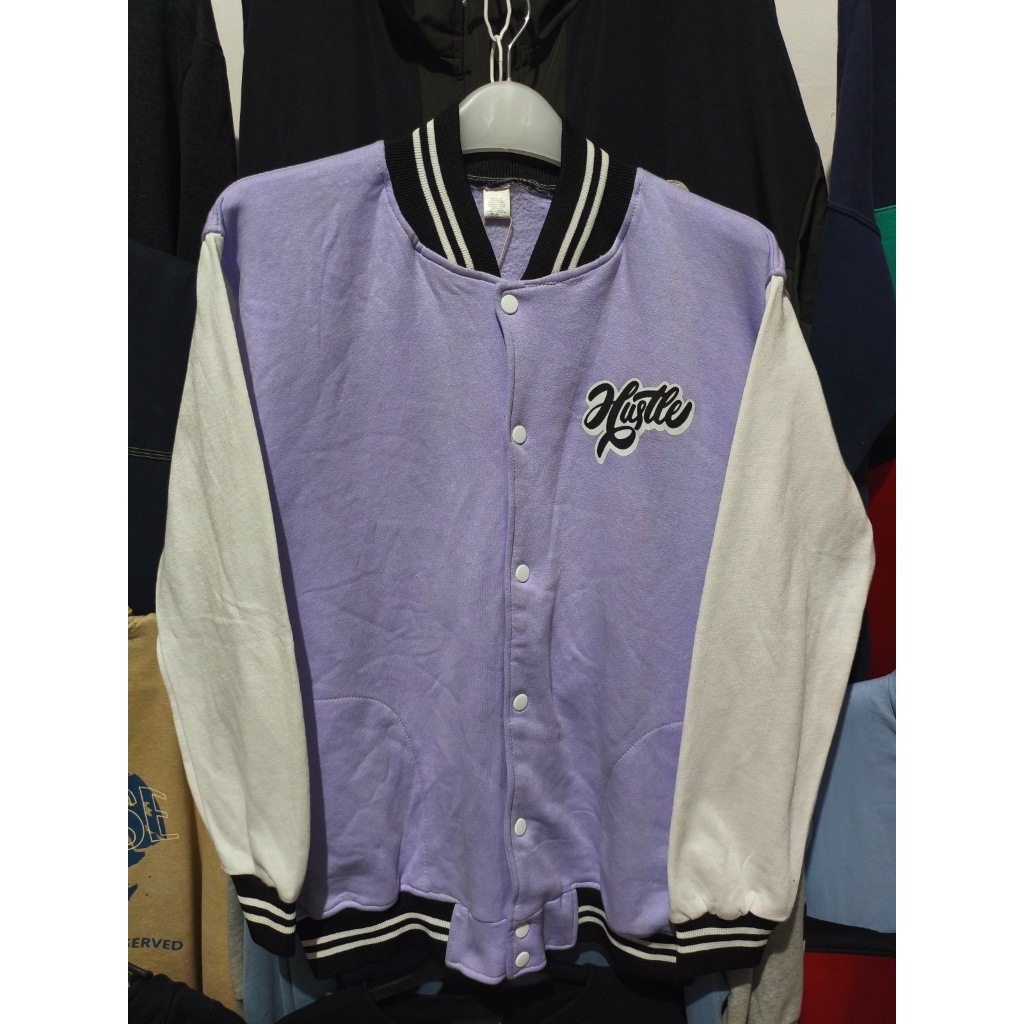 Varsity Bomber Jacket Cool Varsity Bomber Jacket KOREAN FASHION WHITE VIOLET