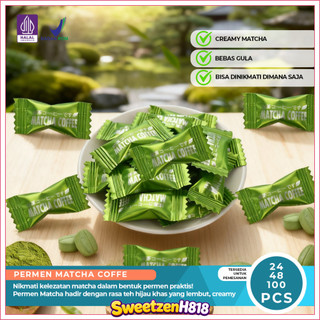 Permen Matcha Coffee Bebas Gula Rasa Matcha Yang Nikmat/Permen Halal Cocok Untuk Jadi Cemilan Santai Saat Sendiri Dan Berkumpul Dengan Keluarga dan Teman, Promo Rasa Matcha Yang Berbeda, 24,48,100,150Pcs