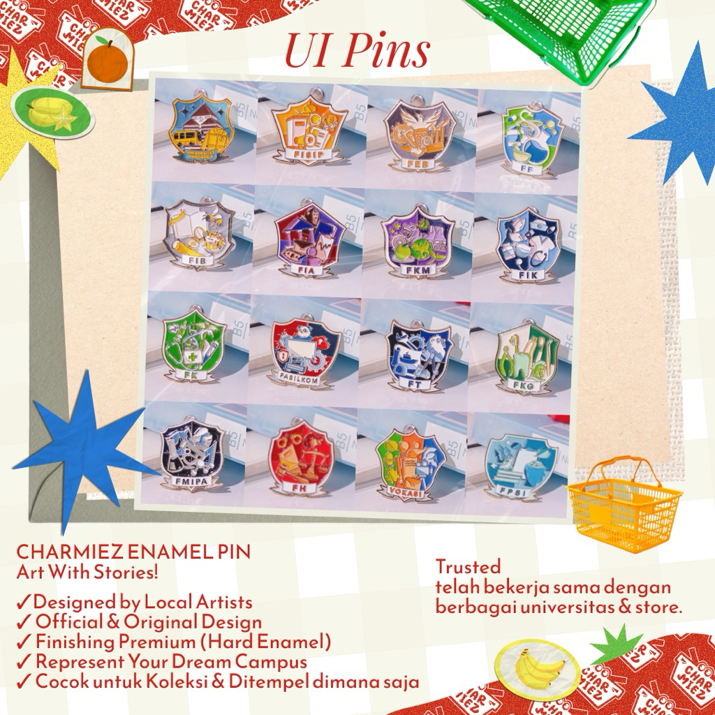 CHARMEZ x UI STORE | เข็มกลัดเคลือบมหาวิทยาลัยอินโดเนีย | เข็มกลัดเคลือบ UI | สินค้า UI