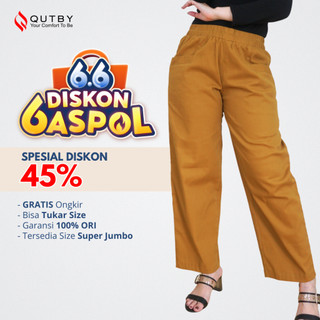 QUTBY - Celana Kulot Wanita Korean Long Pants Bahan Tebal Dan Halus