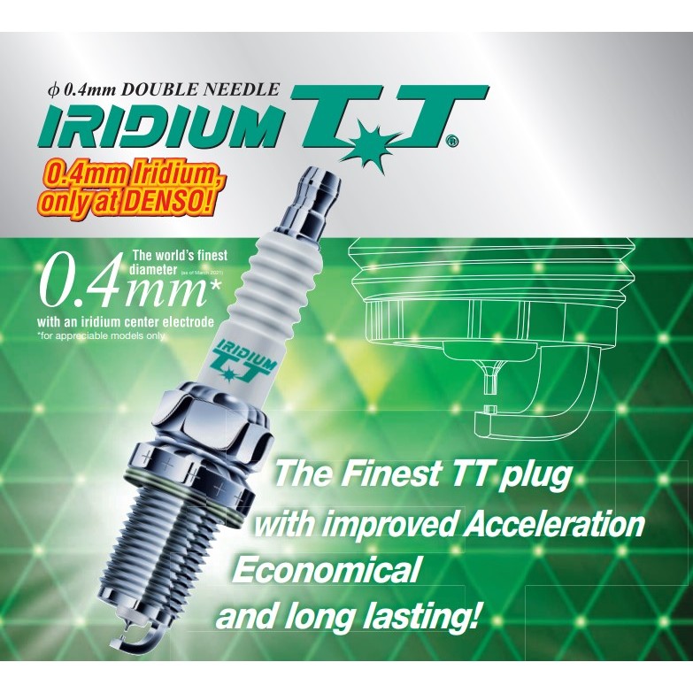 หัวเทียน DENSO Iridium TT: IK16TT, IK20TT, IKH16TT, IKH20TT, IKBH20TT รับประกันของแท้ 100%