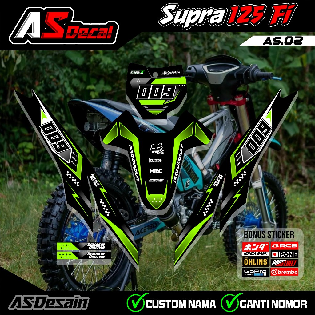 สติ๊กเกอร์ RBT SUPRA 125 FI SEMI มอเตอร์เต็มตัว RBT BEBEK MODIF SUPERMOTO YZ CRF KLX KTM RBT AS.02