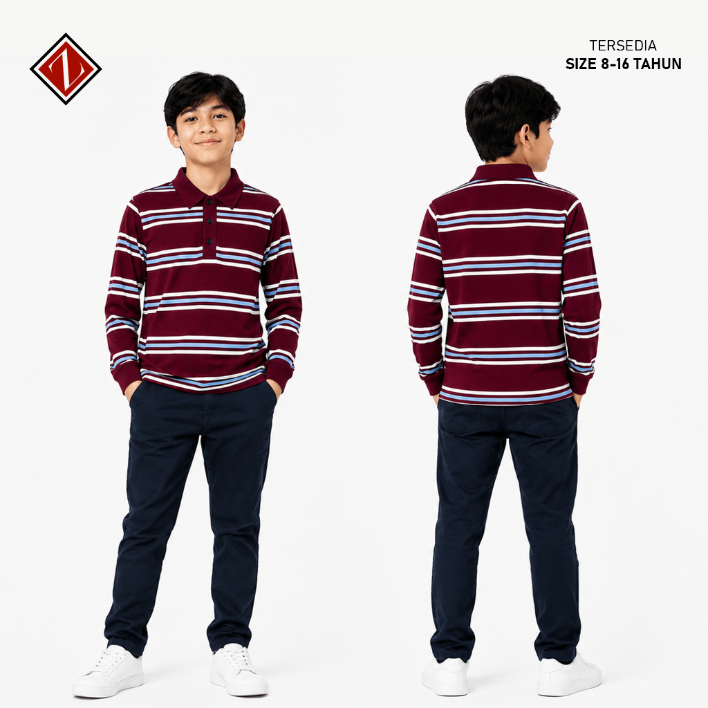 Rugby Kids T-Shirt with Striped Collar Cotton