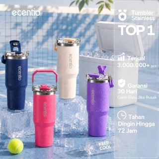 [Keep Cold 24 Hours] ecentio tumbler Stainless olahraga Vacuum 900ml tumbler tahan panas dingin 24 jam tumbler aesthetic outdoor sport lari Portable Thermos Botol minum besar