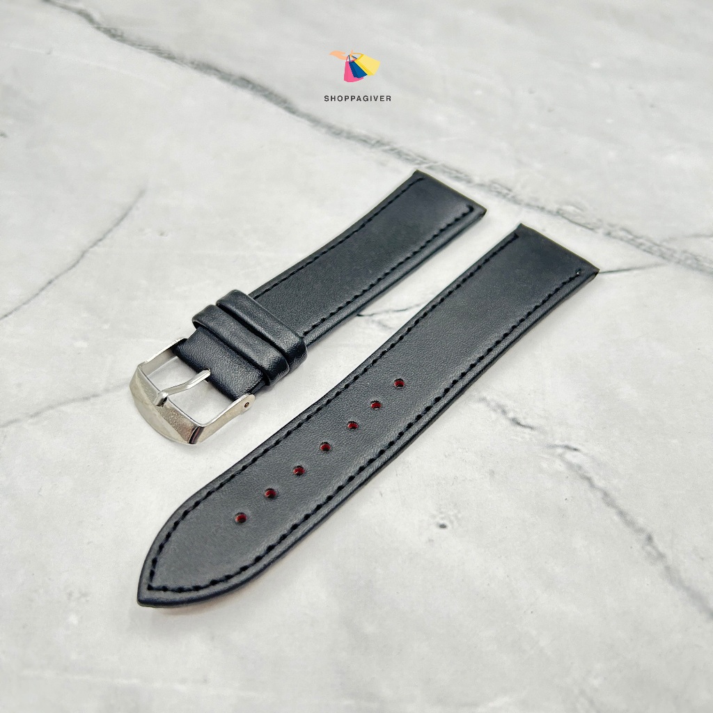 PREMIUM BLACK PLAIN LEATHER WATCH STRAP 20MM 22MM