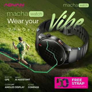 ADVAN Smartwatch Macha Watch | AMOLED 1.43” Inch | Built-in GPS | Compass | Bluetooth Call | AI Assistant | 3ATM | 7 Hari Baterai | Garansi Resmi 1 Tahun