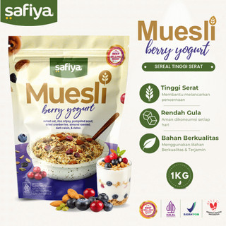 Safiya Muesli Berry Yogurt 1 Kg Sereal With Almond Premium