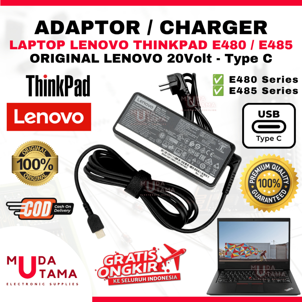 Original LENOVO Thinkpad E480 E485 Type C แล็ปท็อปอะแดปเตอร์ชาร์จ - LENOVO Thinkpad E480 แล็ปท็อปอะแ
