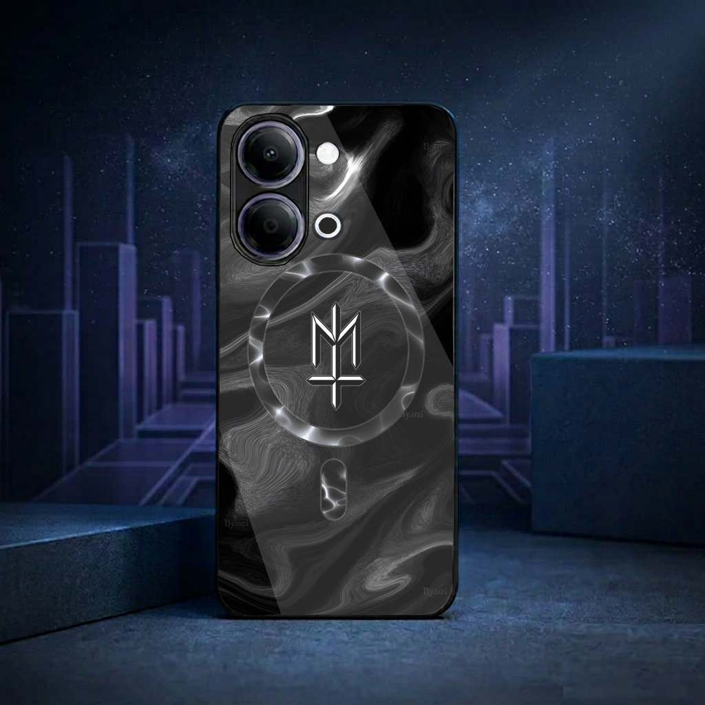 CASING สําหรับ VIVO Y05 [SKA 14] SOFTCASE GLASS GLOSSY GLASS สําหรับ VIVO Y05 BLACK GLASS MOTIF - SO