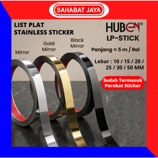 HUBEN List Plat STICKER Stainless Steel STIKER Ukuran 10 15 20 25 30 50 Mirror Gold Mirror Black Mirror