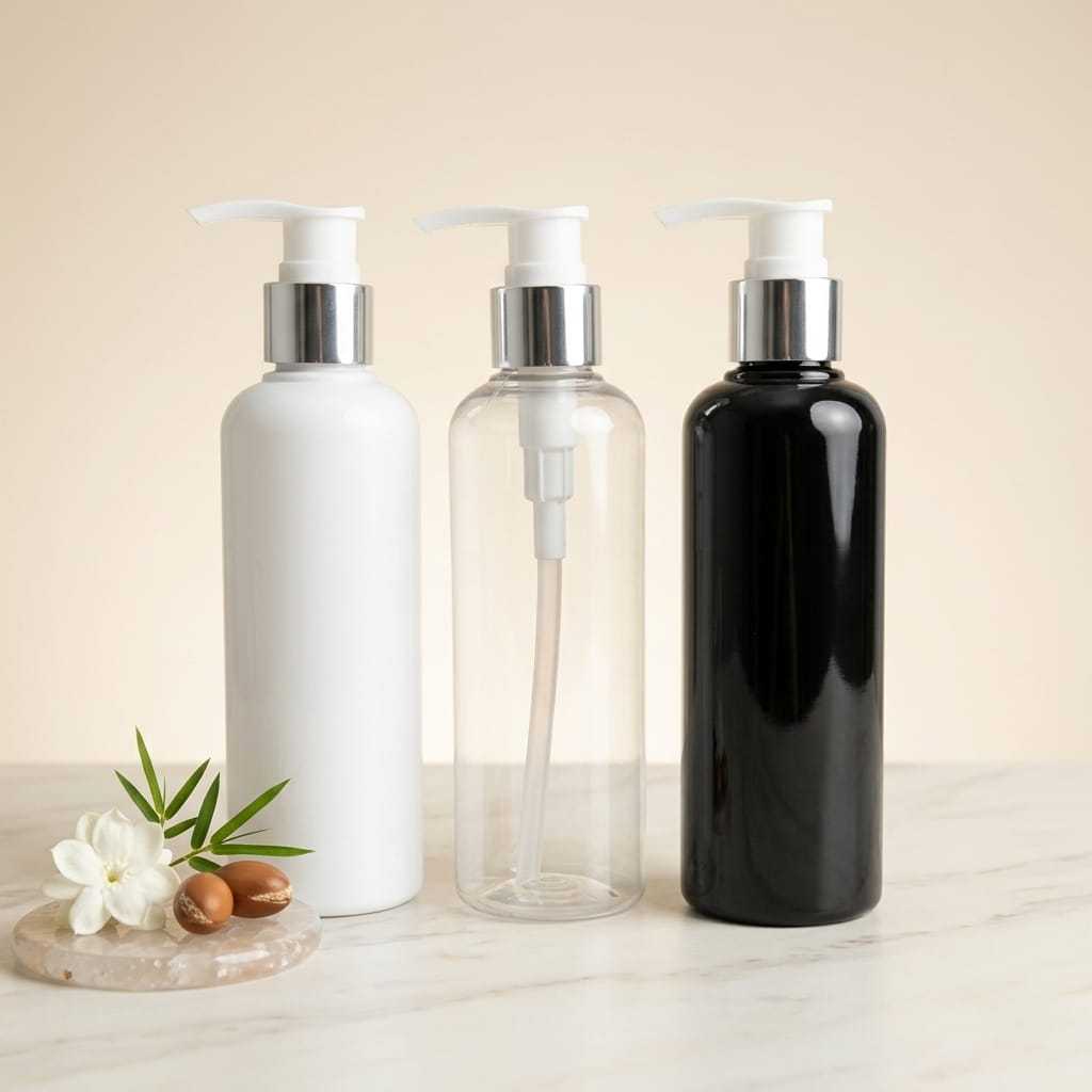 250ML BR BOTTLE WITH SILVER LATION PUMP CAP / 250ML PUMP BOTTLE SOAP BOTTLE