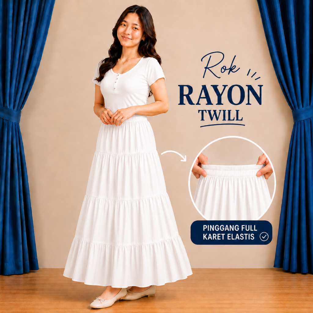 Layered SKIRT / MATT RAYON TWILL SKIRT / กระโปรงด้านล่างของผู้หญิง