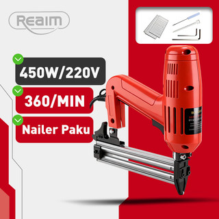 REAIM Mesin Paku Tembak Listrik F30 220V Pistol Paku Nail Gun Kayu 15-30mm Kapasitas 100 Paku