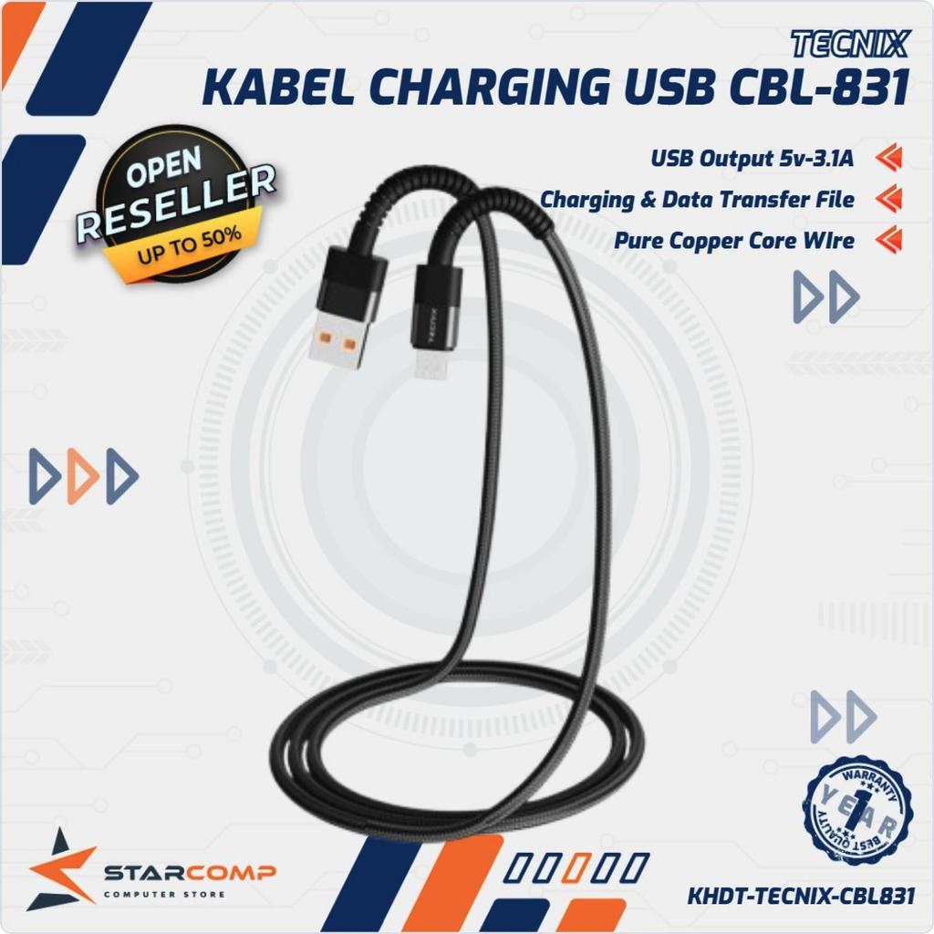 สายเคเบิลข้อมูล Tecnix CBL-831 3.1A ชาร์จเร็ว Usb เป็น Micro || ยูเอสบี เป็น Type-c || ยูเอสบี เป็นฟ