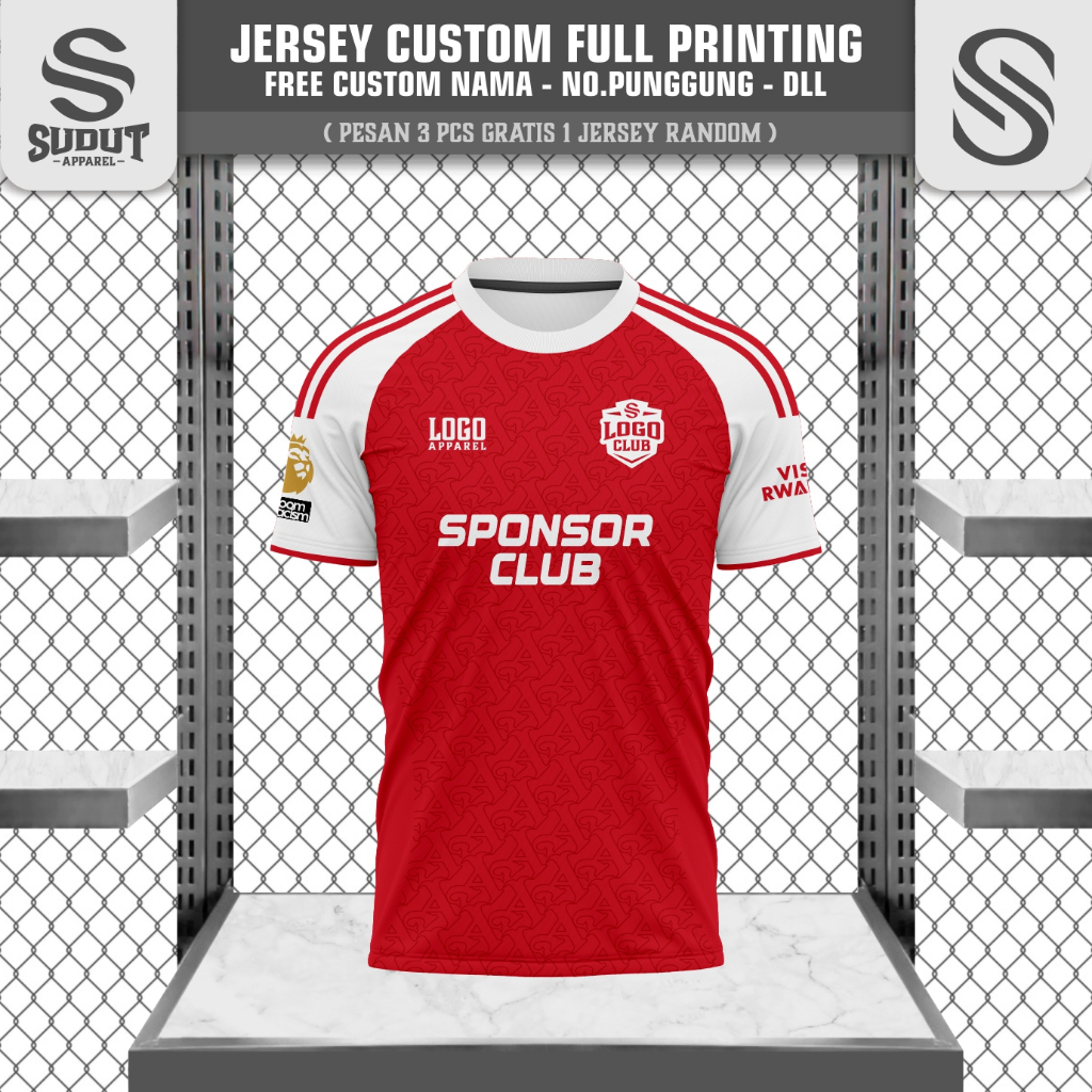 FANTASY ARSENAL HOME SPORT CUSTOM JERSEY 25-26 พิมพ์เต็ม I ฟรี NAME & NUMBER I CORNER APPAREL