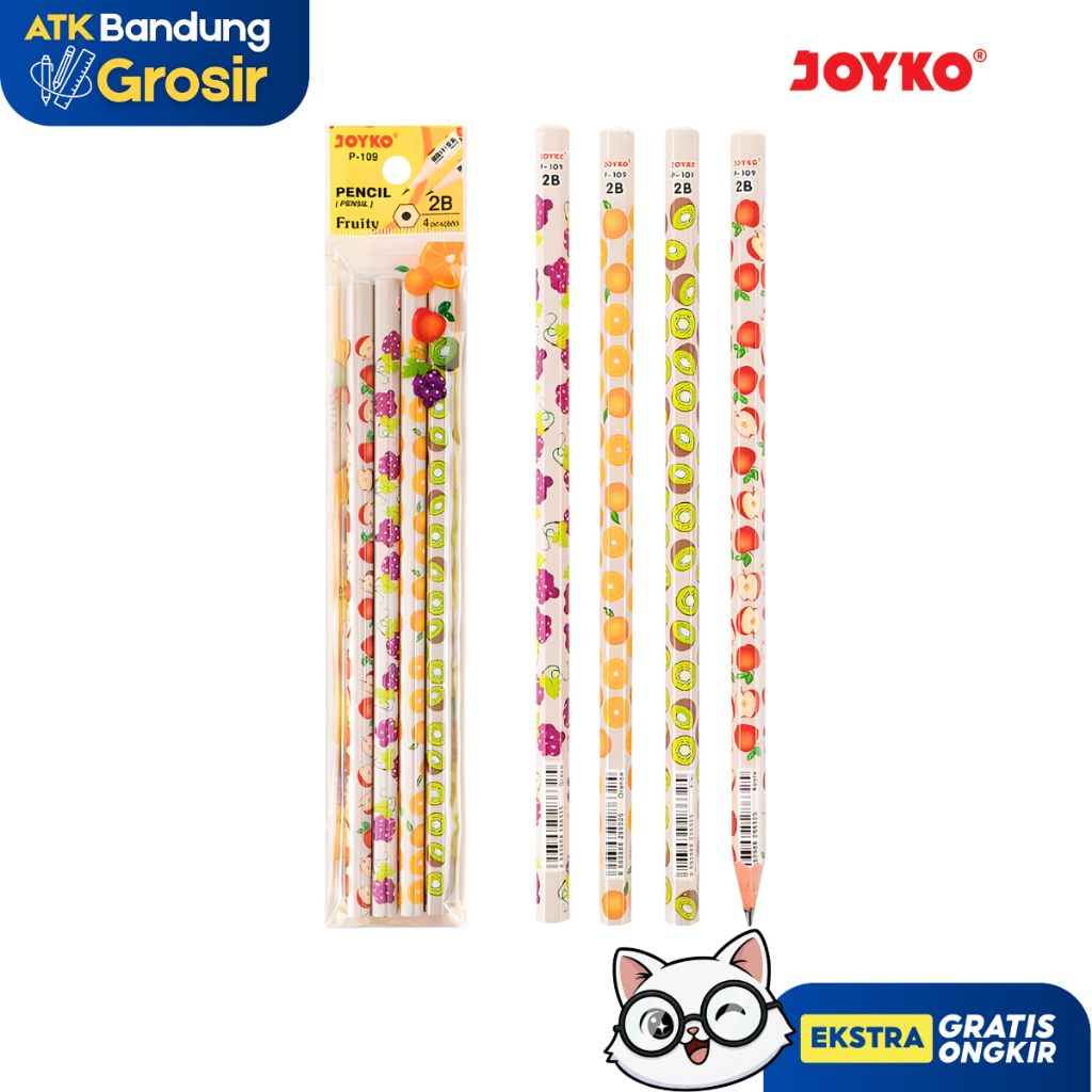 Joyko P-109 2B Fruity Pencil 1 ชุด 4 ชิ้น