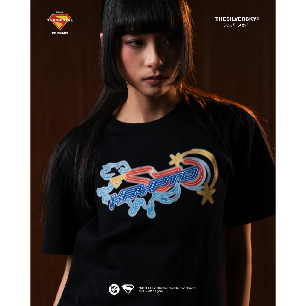 Thesilversky Krypto Supergirl เสื้อยืดสีดํา เสื้อยืดผู้ชายผู้หญิง