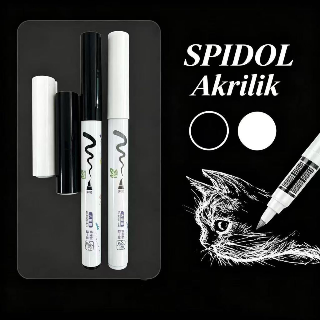 Grasp Marker ปากกามาร์กเกอร์อะคริลิคสีดําและสีขาวเดี่ยวสีดําและสีขาวสี Crayon Line Thickener