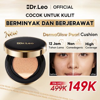 Dr.Leo DermaGlow Pearl Cushion High Coverage Cocok untuk Kulit berminyak dan berjerawat Flawless Matte Finish Cushion Foundation Non Comedogenic 12 Jam Tahan Lama Oil Control Waterproof Smudgeproof BB Cream Makeup