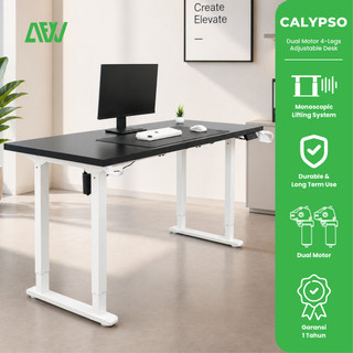 All For Work Meja Elektrik CALYPSO Electric Adjustable Standing Desk 4 Kaki Dual Motor Meja Naik Turun
