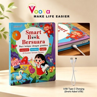 VOOVA Buku Pintar Bersuara 3 Bahasa/ Buku Belajar Edukasi Anak