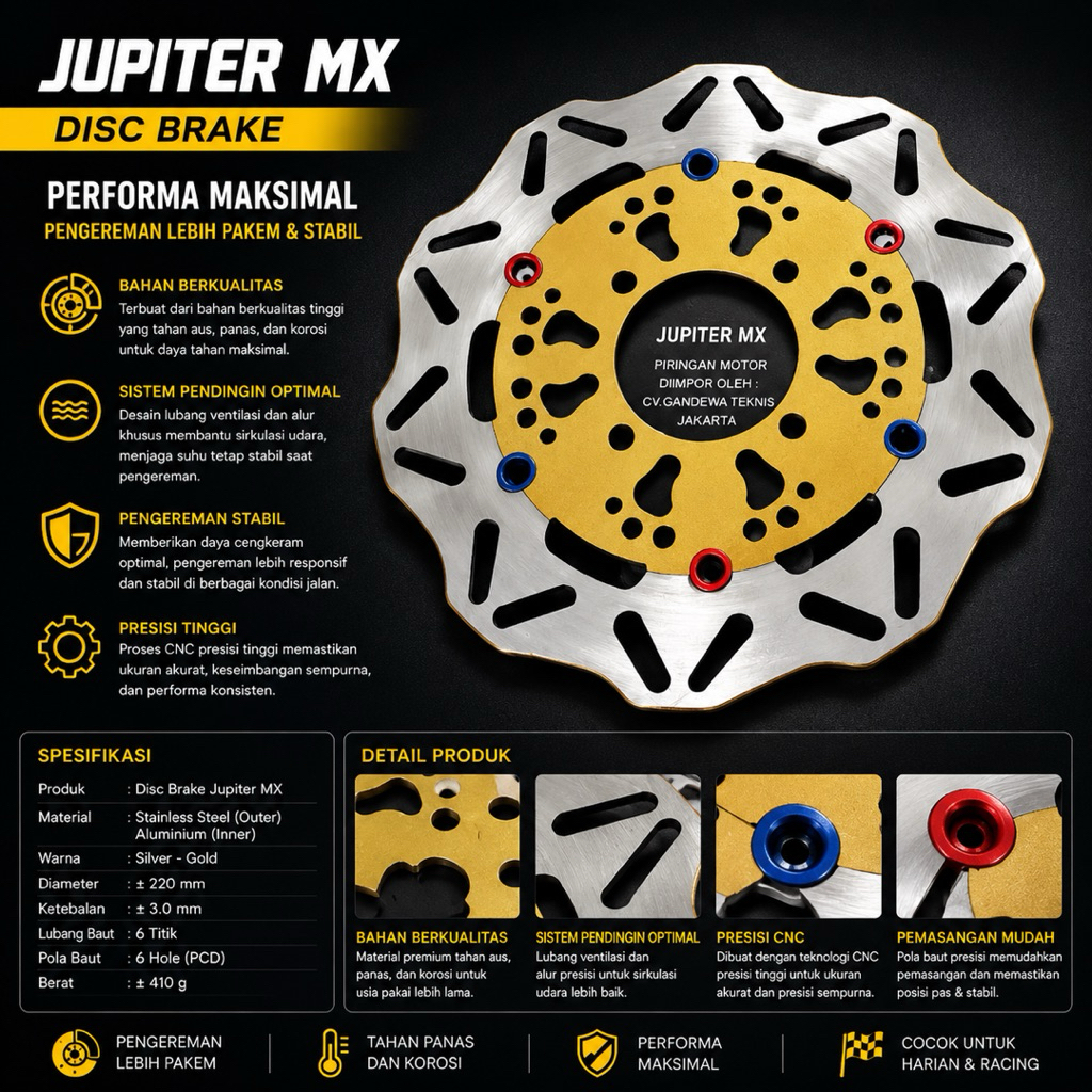 แผ่นดิสก์ด้านหน้า MX NEW-JUPITER MX 135-JUPITER MX NEW PNP / JUPITER MX DISC