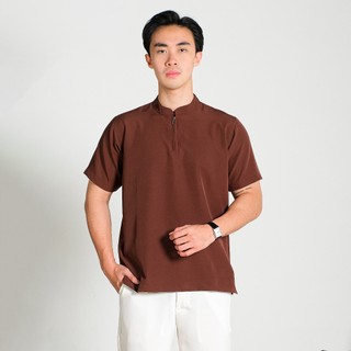 SANVANINA Aiman Zip Shanghai Shirt | Kemeja Koko Basic Zipper Lengan Pendek Pria