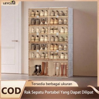 LEYCUS Lemari Sepatu Lipat Kapasitas Besar 16-40 Pasang - Kabinet Serbaguna Anti Debu, Ready Stock & Hemat Ruang