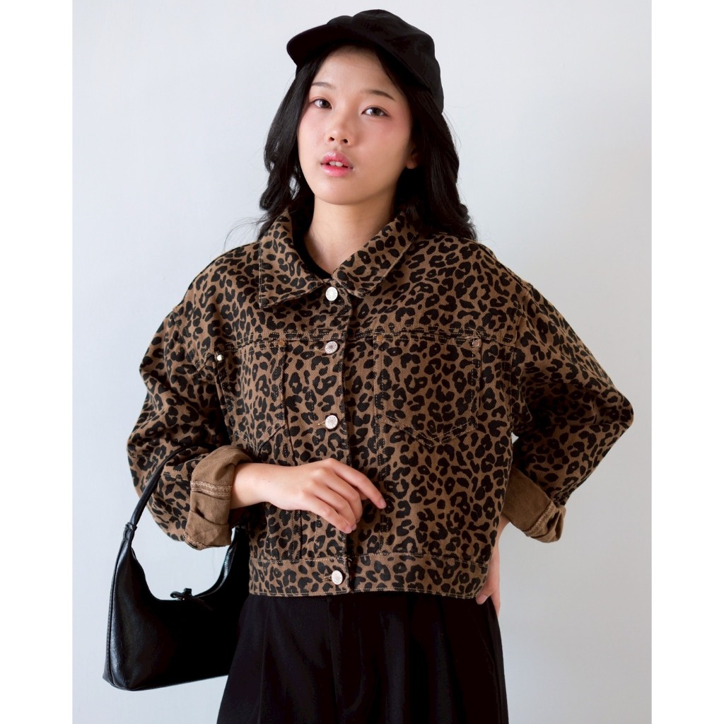 Myrubylicious IMYKA LEOPARD DENIM JACKET CODE 316M | เสื้อแจ็คเก็ตยีนส์ LEOPARD | เสื้อลําลองผู้หญิง