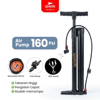 SPEEDS Pompa Angin Floor Pump 160 PSI Dual Tube Air Portabel Pompa Ban Serbaguna 016-17