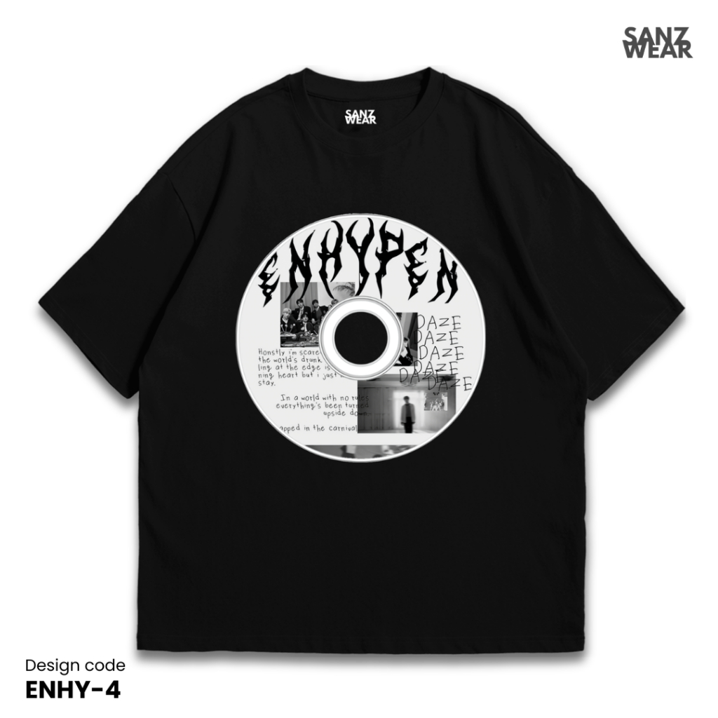 เสื้อยืด SANZ ENHYPEN | เสื้อยืดฟอกหิน | ดําขาว | ENHYPEN-4