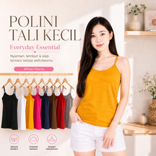 POLINI Tanktop Atasan Wanita Singlet Tali Kecil Bahan Katun