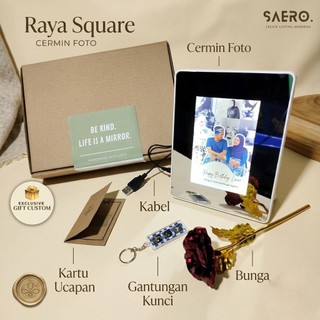 (READY TANPA PO) SAERO - RAYA PHOTO MIRROR CERMIN FOTO HAMPERS HADIAH KADO ULTAH WISUDA SIDANG ANNIVERSARY PERNIKAHAN CERMIN AJAIB CUSTOM FOTO
